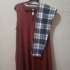 Rust Tunic Top w/ Pockets & Leggings Set